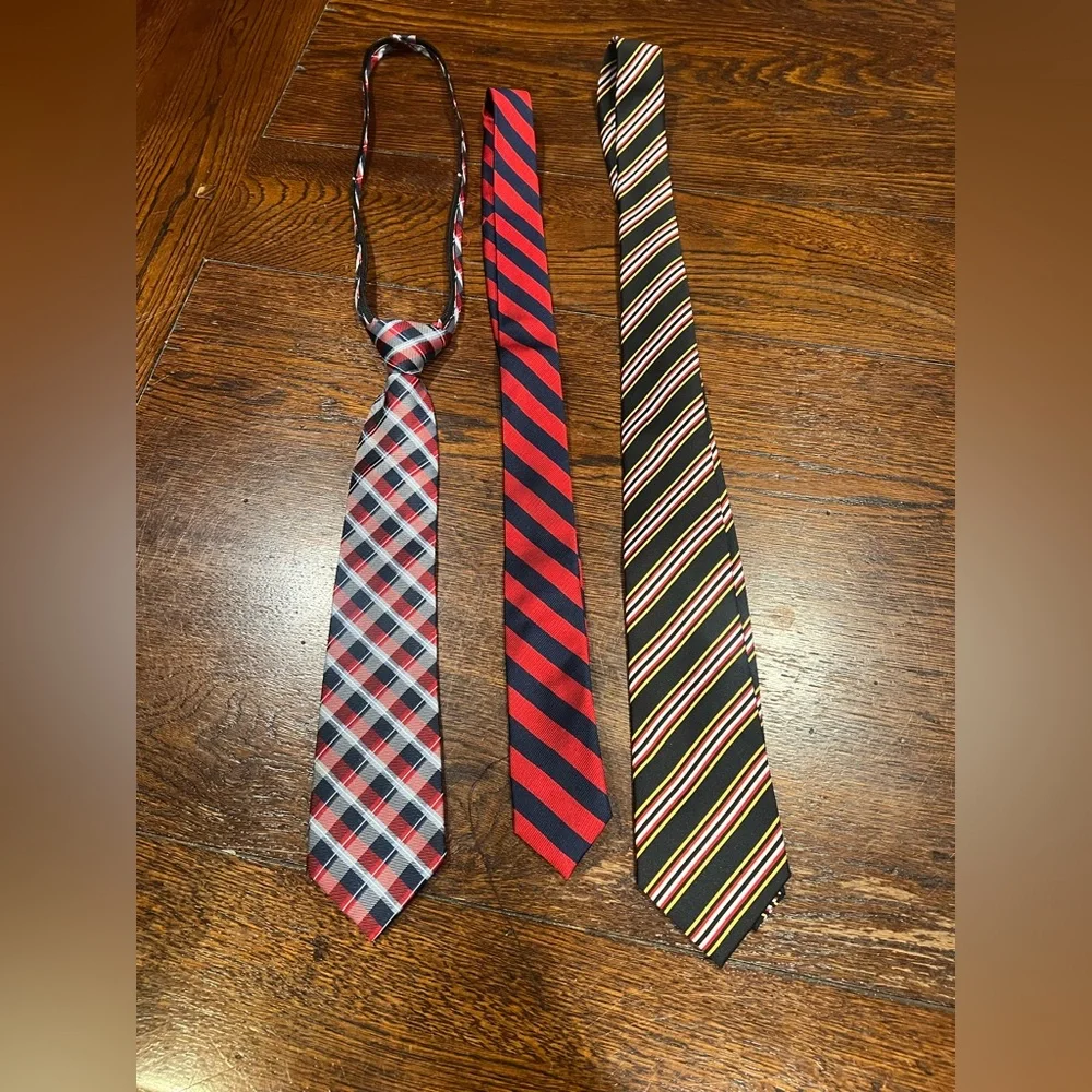 3 Kid's Silk Ties- NAUTICA Zipper tie, CREWCUTS